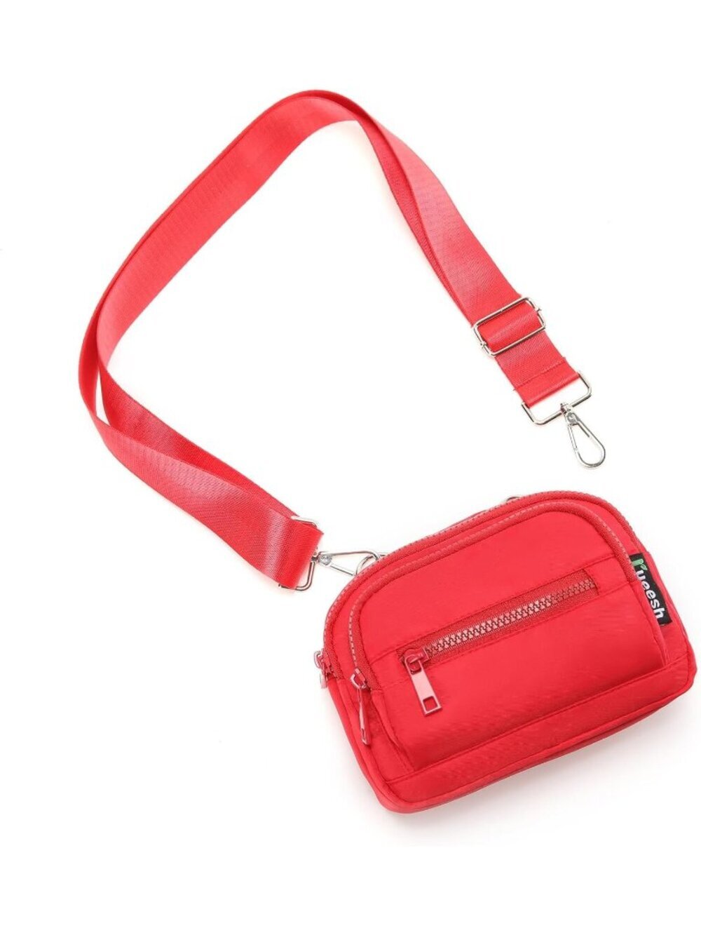 Women's Red Mini Belt Bag Triple Zip Small Crossbody Wallet Waist Pack Bag